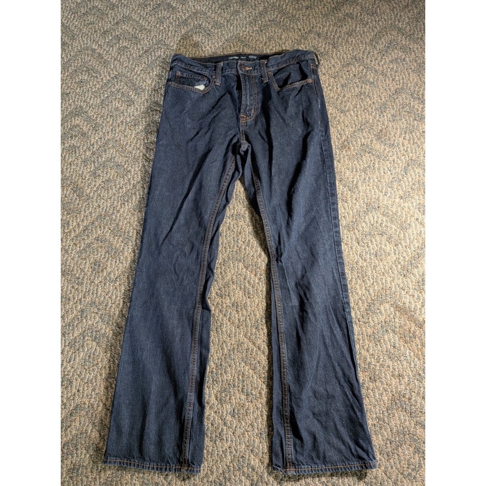Old Navy Mens Built-In Tough Boot-Cut Jeans Dark Wash Denim 34x34(32)